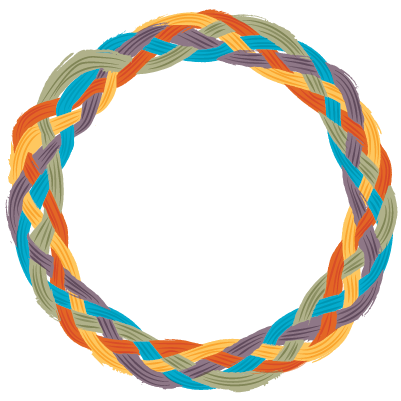 Five-color braided circle graphic