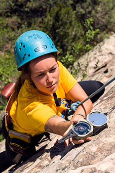 Geology student doing field research