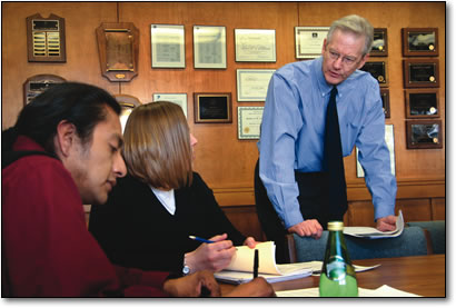 Political science students meetings with professor